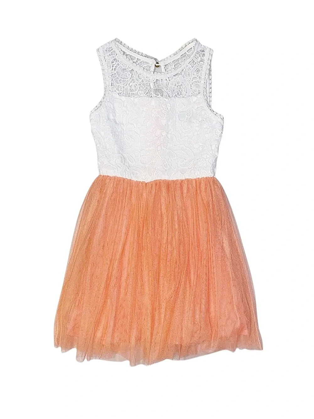 SEQUIN HEARTS Girl's White And Orange Sleeveless Dress Size 7